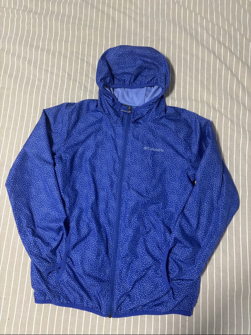 Columbia Waterproof Omni-tech Royal Blue Hooded Windbreaker
